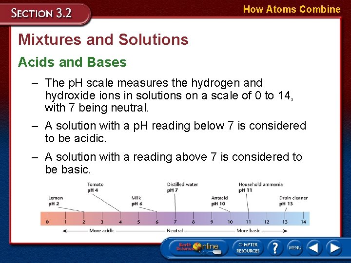 How Atoms Combine Mixtures and Solutions Acids and Bases – The p. H scale
