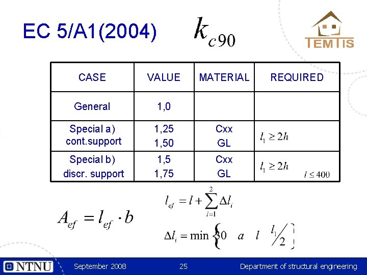 EC 5/A 1(2004) CASE VALUE General 1, 0 Special a) cont. support 1, 25