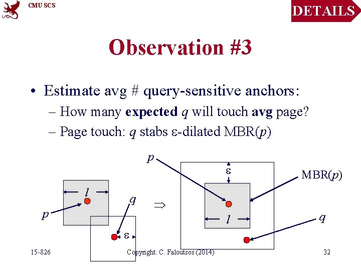 CMU SCS DETAILS Observation #3 • Estimate avg # query-sensitive anchors: – How many