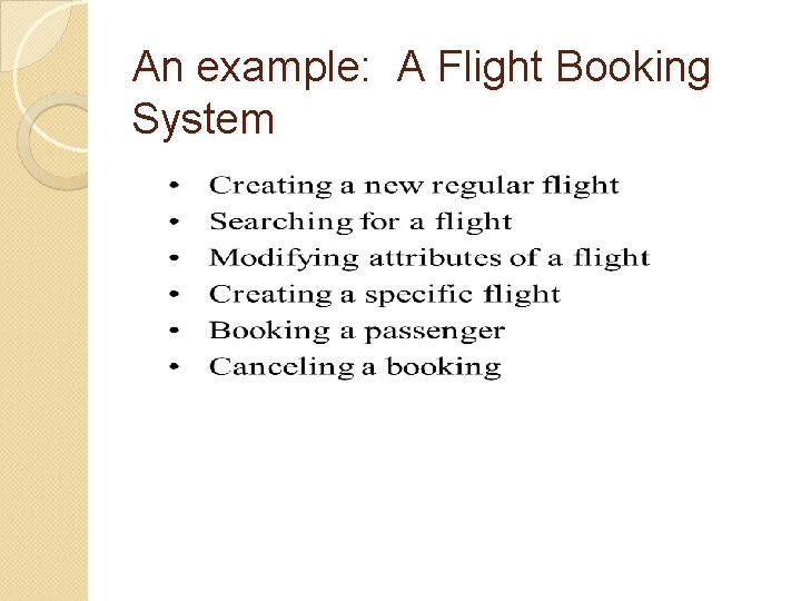 An example: A Flight Booking System An example: A Flight Booking System
