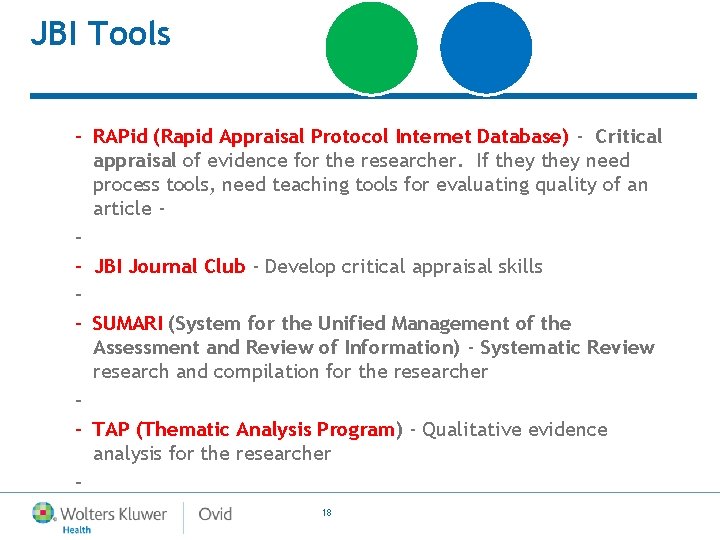 JBI Tools – RAPid (Rapid Appraisal Protocol Internet Database) - Critical appraisal of evidence