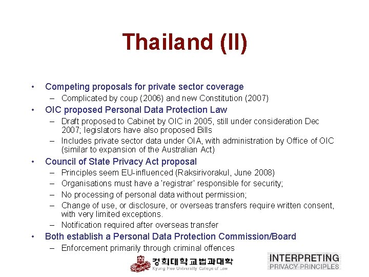 Thailand (II) • Competing proposals for private sector coverage – Complicated by coup (2006)