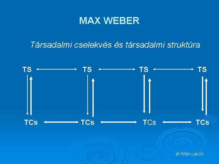 MAX WEBER Társadalmi cselekvés és társadalmi struktúra TS TS TCs Péter László 