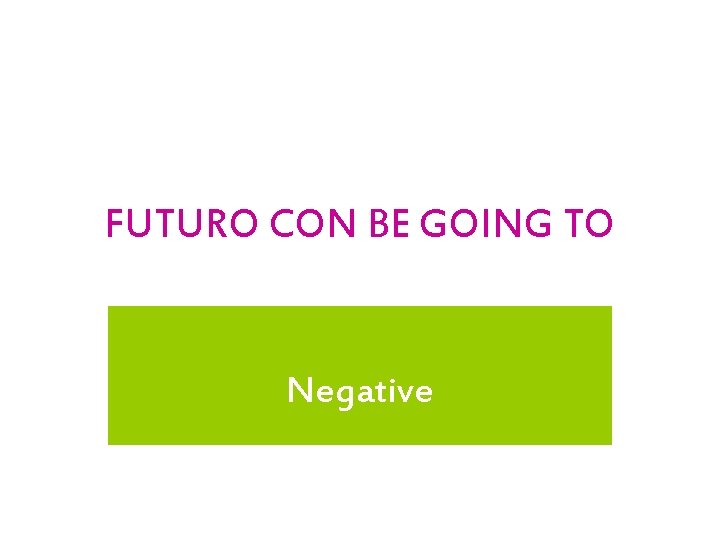 FUTURO CON BE GOING TO Negative 