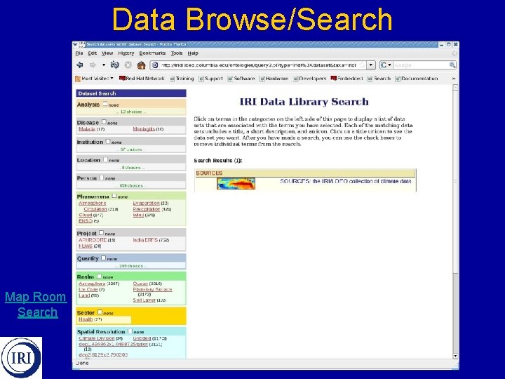 Data Browse/Search Map Room Search 