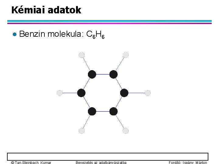 Kémiai adatok l Benzin molekula: C 6 H 6 