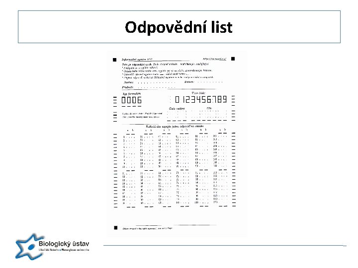 Odpovědní list 