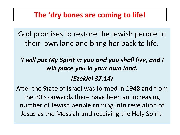 The ‘dry bones are coming to life! God promises to restore the Jewish people
