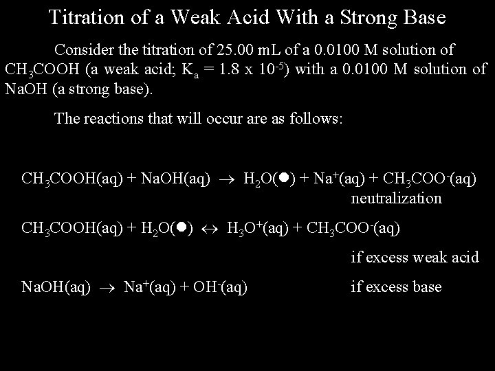 Titration of a Weak Acid With a Strong Base Consider the titration of 25.