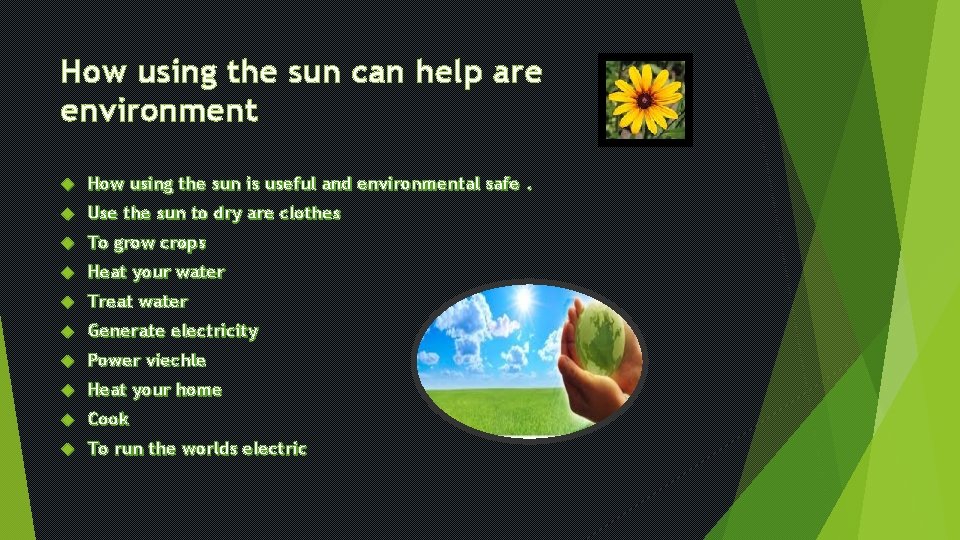 How using the sun can help are environment How using the sun is useful