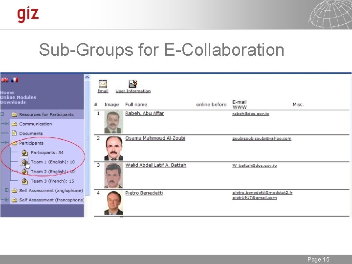 Sub-Groups for E-Collaboration 6/19/2021 Seite Page 15 15 