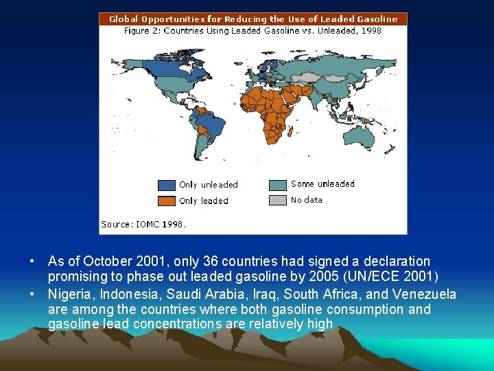  • As of October 2001, only 36 countries had signed a declaration promising