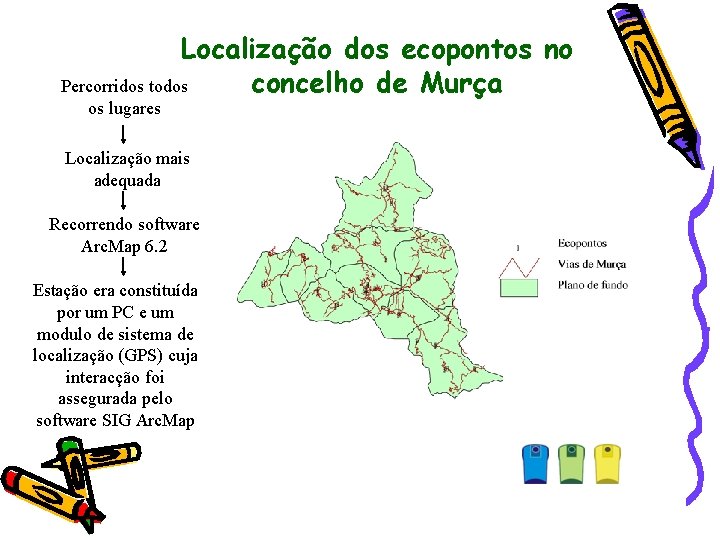 Localização dos ecopontos no concelho de Murça Percorridos todos os lugares Localização mais adequada