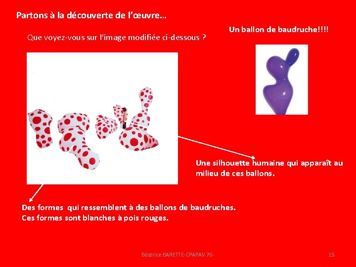 Partons à la découverte de l’œuvre… Que voyez-vous sur l’image modifiée ci-dessous ? Un