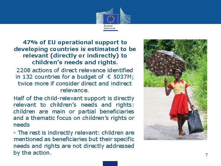 47% of EU operational support to developing countries is estimated to be relevant (directly