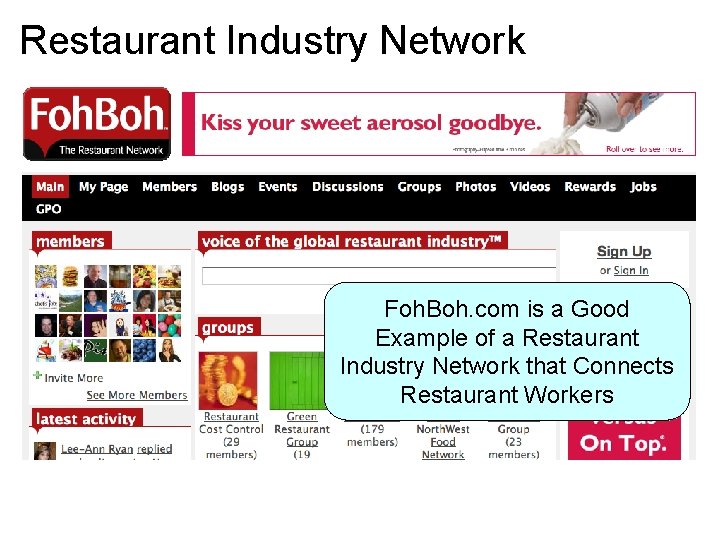 Restaurant Industry Network Foh. Boh. com is a Good Example of a Restaurant Industry