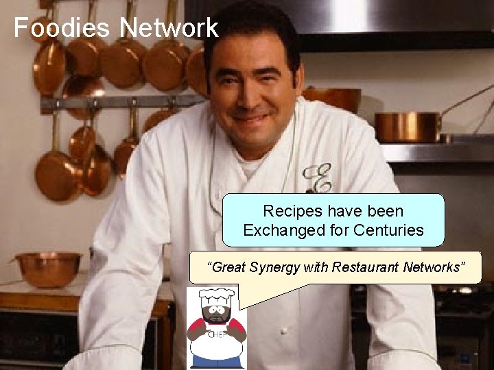 Foodies Network Recipes have been Exchanged for Centuries “Great Synergy with Restaurant Networks” 