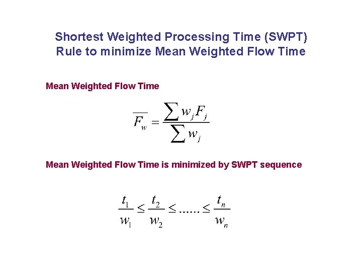 Shortest Weighted Processing Time (SWPT) Rule to minimize Mean Weighted Flow Time is minimized