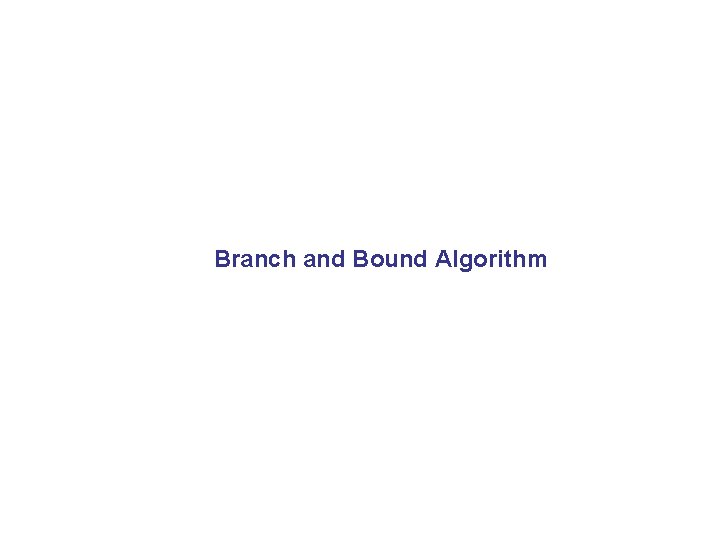 Branch and Bound Algorithm 