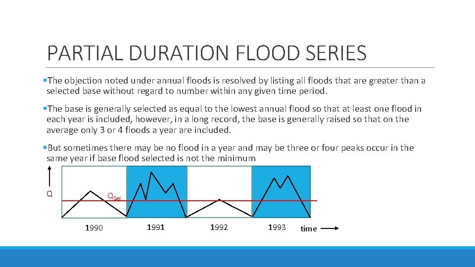 PARTIAL DURATION FLOOD SERIES §The objection noted under annual floods is resolved by listing