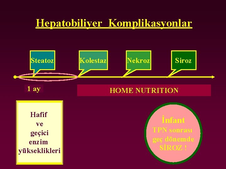 Hepatobiliyer Komplikasyonlar Steatoz 1 ay Hafif ve geçici enzim yükseklikleri Kolestaz Nekroz Siroz HOME