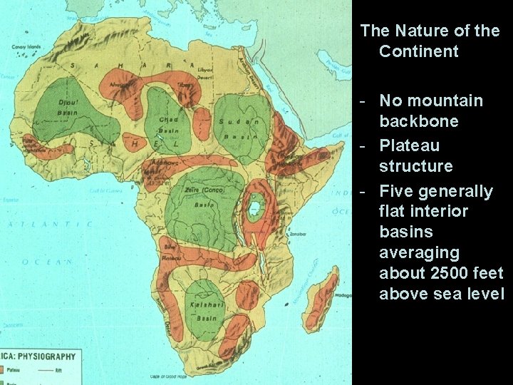 The Nature of the Continent - No mountain backbone - Plateau structure - Five