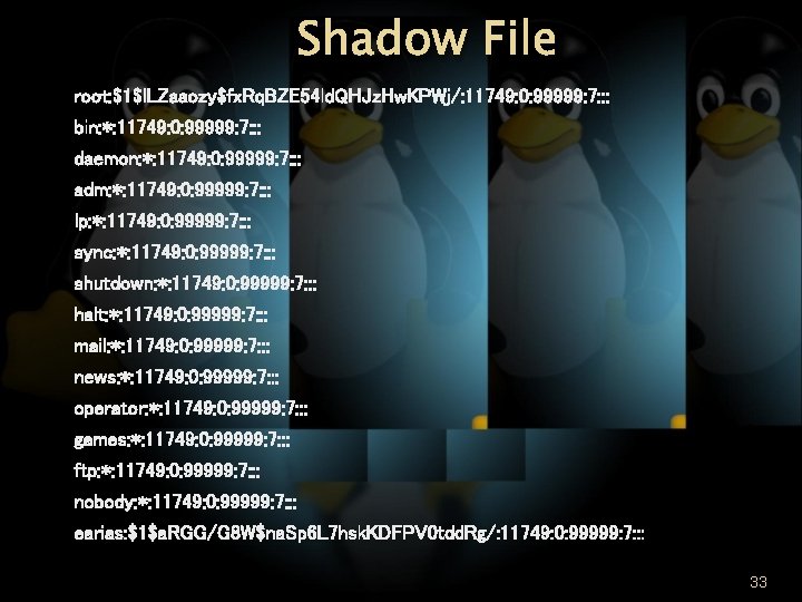 Shadow File root: $1$l. LZaaozy$fx. Rq. BZE 54 ld. QHJz. Hw. KPWj/: 11749: 0: