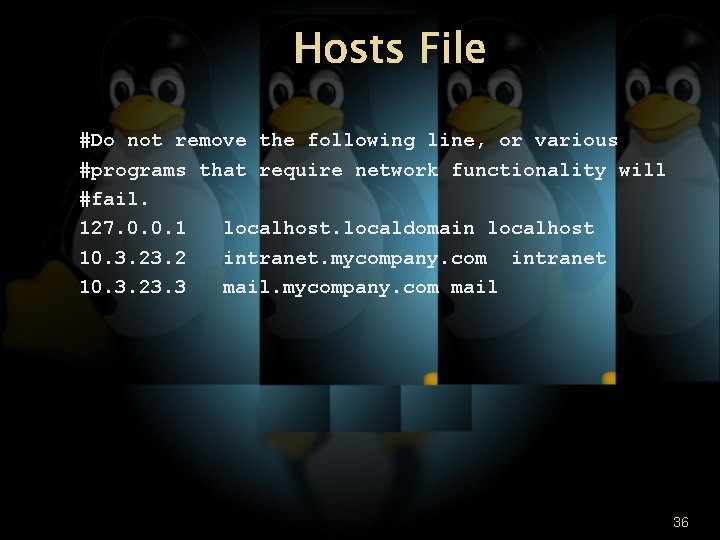 Hosts File #Do not remove the following line, or various #programs that require network