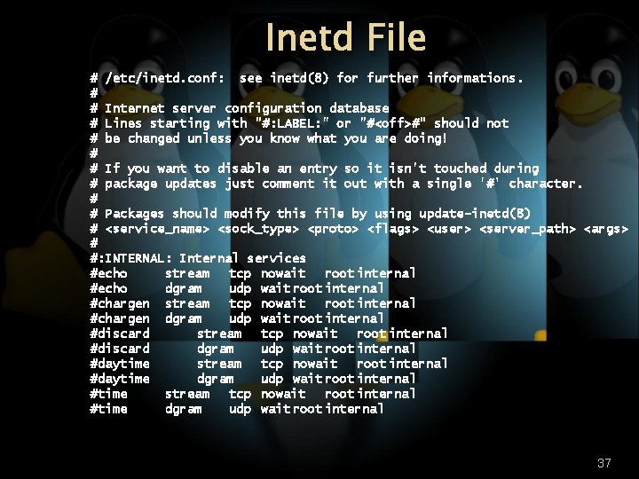 Inetd File # /etc/inetd. conf: see inetd(8) for further informations. # # Internet server