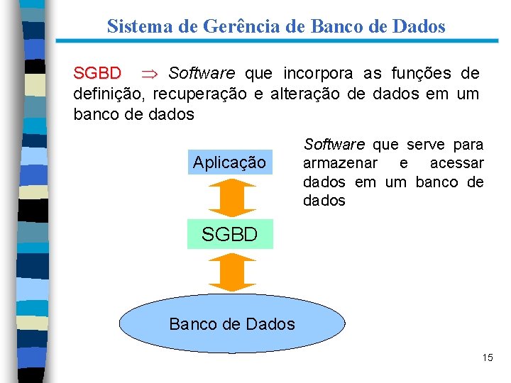 Sistema de Gerência de Banco de Dados SGBD Software que incorpora as funções de