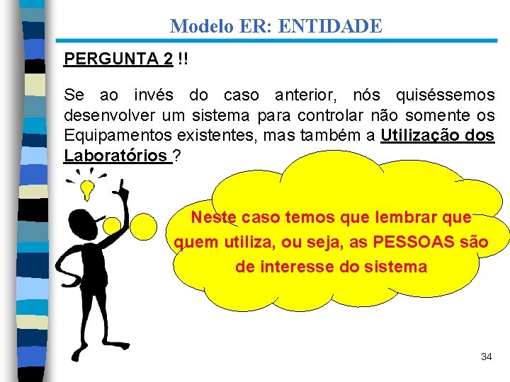 Modelo ER: ENTIDADE PERGUNTA 2 !! Se ao invés do caso anterior, nós quiséssemos