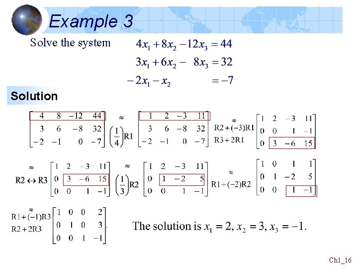 Example 3 Solve the system Solution Ch 1_16 