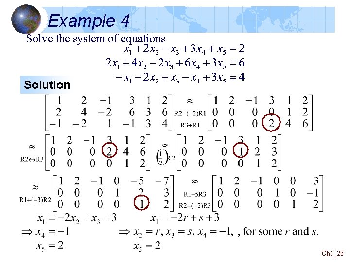 Example 4 Solve the system of equations Solution Ch 1_26 