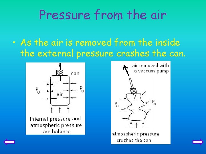 Pressure from the air • As the air is removed from the inside the