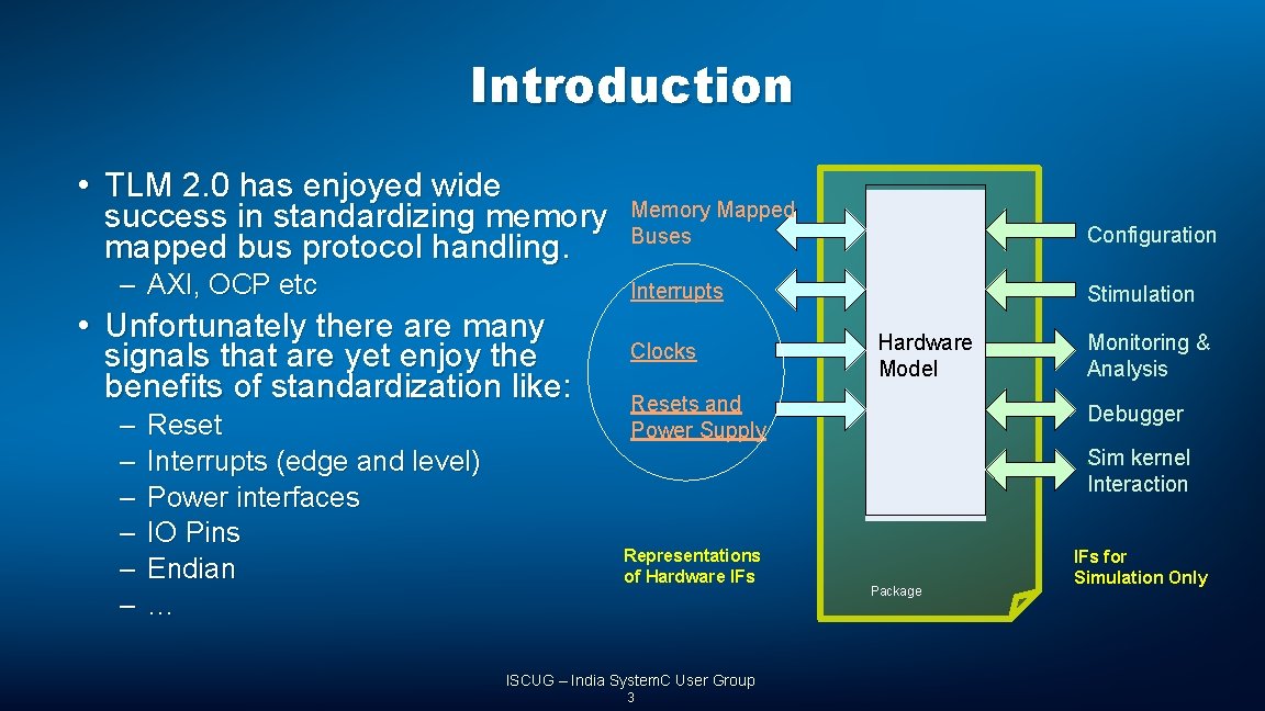 Introduction • TLM 2. 0 has enjoyed wide success in standardizing memory mapped bus