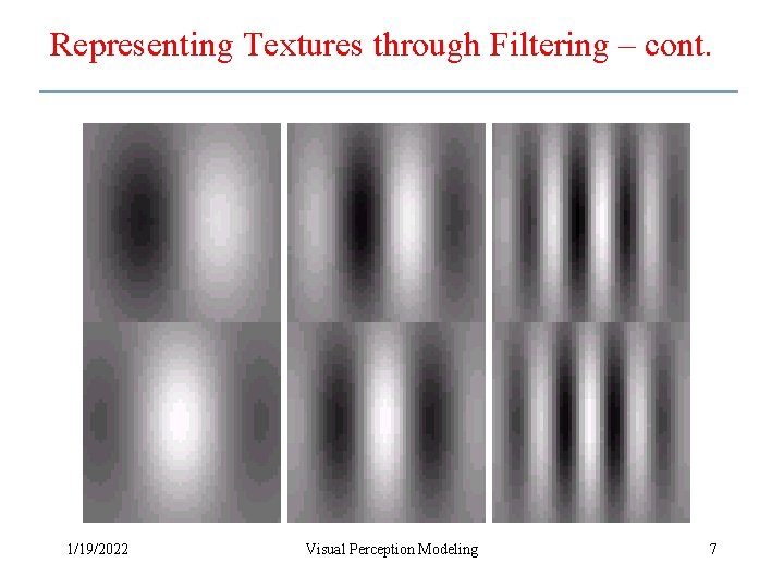 Representing Textures through Filtering – cont. 1/19/2022 Visual Perception Modeling 7 