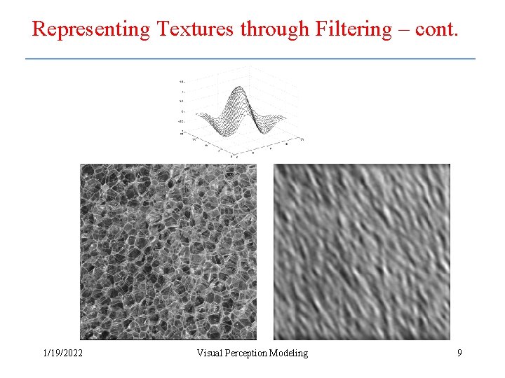 Representing Textures through Filtering – cont. 1/19/2022 Visual Perception Modeling 9 