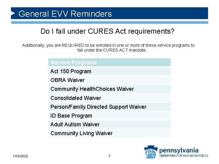 General EVV Reminders Do I fall under CURES Act requirements? Additionally, you are REQUIRED