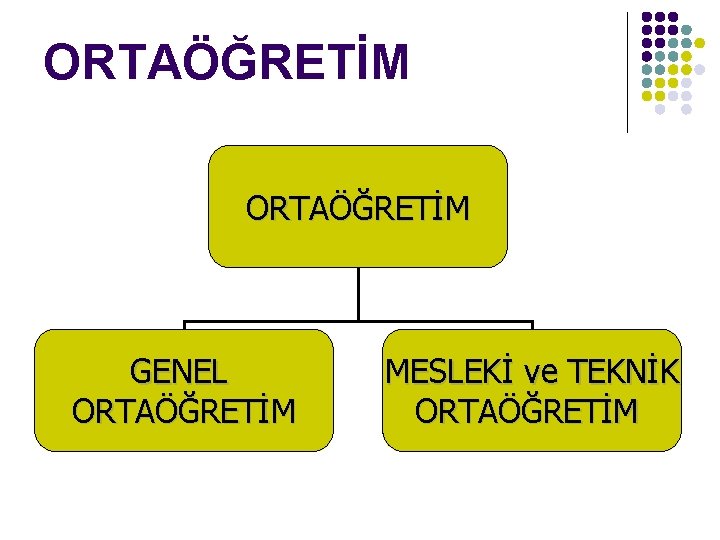 ORTAÖĞRETİM GENEL ORTAÖĞRETİM MESLEKİ ve TEKNİK ORTAÖĞRETİM 