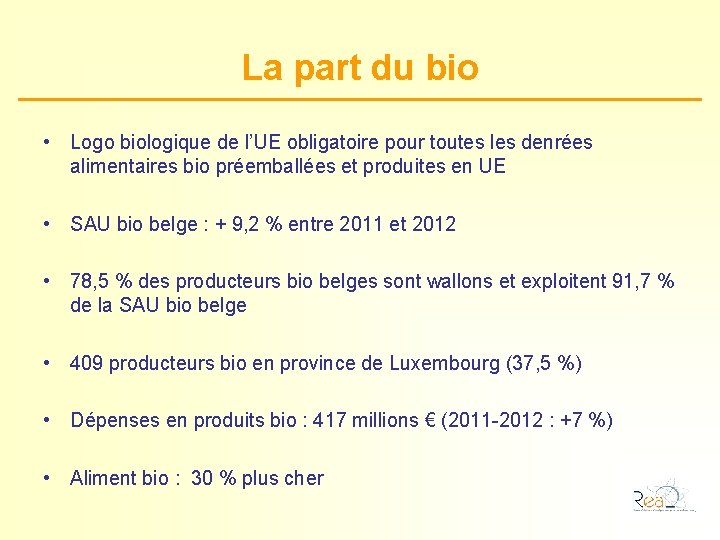 La part du bio • Logo biologique de l’UE obligatoire pour toutes les denrées