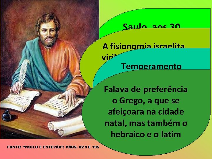 Saulo, aos 30 anos, era solteiro A fisionomia israelita, e cheio de viril e