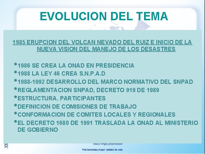 EVOLUCION DEL TEMA 1985 ERUPCION DEL VOLCAN NEVADO DEL RUIZ E INICIO DE LA