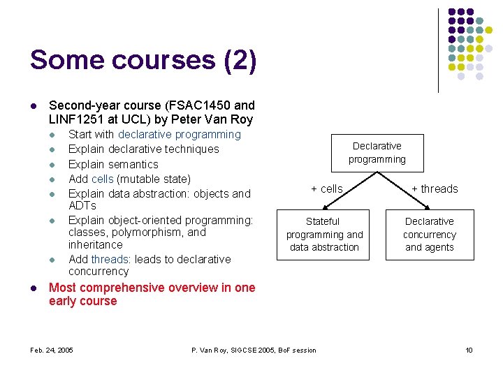 Some courses (2) l Second-year course (FSAC 1450 and LINF 1251 at UCL) by Some courses (2) l Second-year course (FSAC 1450 and LINF 1251 at UCL) by