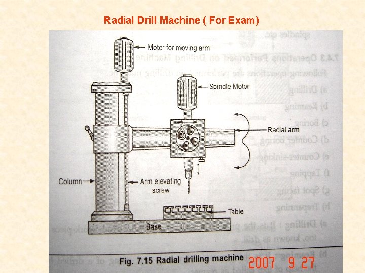 Radial Drill Machine ( For Exam) 