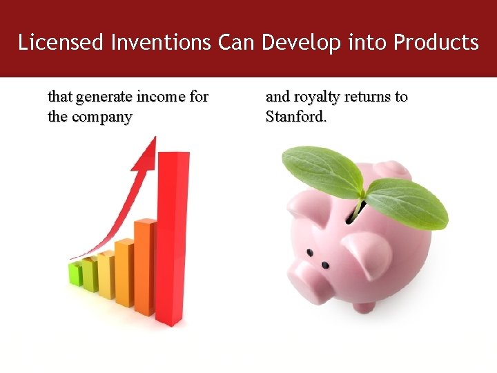 Licensed Inventions Can Develop into Products that generate income for the company and royalty