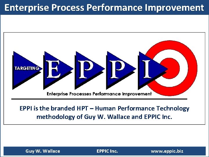 Enterprise Process Performance Improvement EPPI is the branded HPT – Human Performance Technology methodology