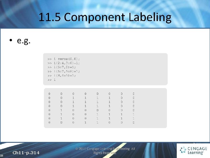 11. 5 Component Labeling • e. g. 15 Ch 11 -p. 314 © 2010