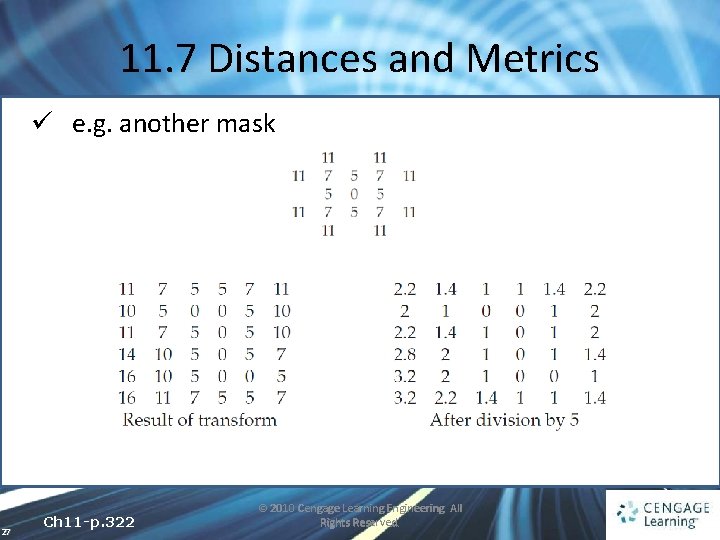 11. 7 Distances and Metrics ü e. g. another mask 27 Ch 11 -p.