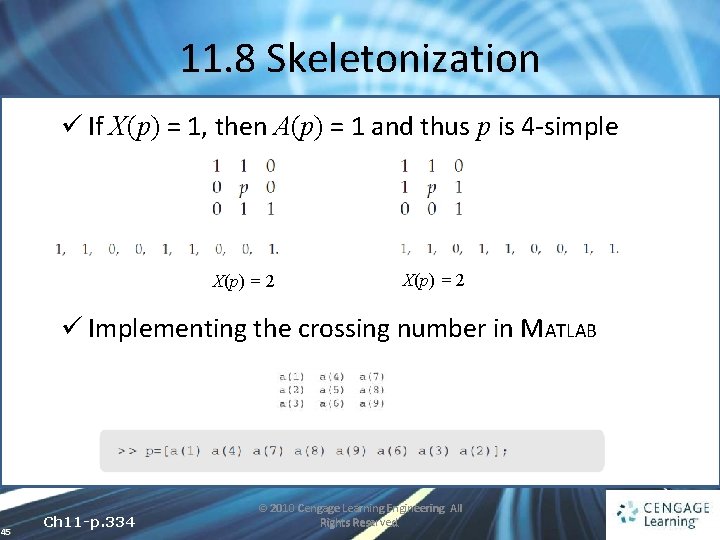 11. 8 Skeletonization ü If X(p) = 1, then A(p) = 1 and thus