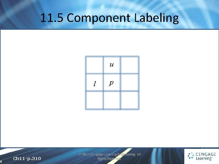 11. 5 Component Labeling u l 8 Ch 11 -p. 310 p © 2010